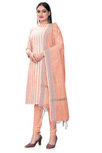 Peach Cotton Jacquard Woven Unstitched Dress Material - Amara | Grocsy