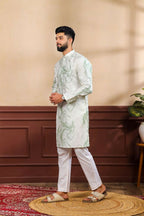 Green Art Silk Digital Printed, Embroidery Work Kurta Set - Mahotsav | Grocsy