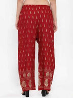 PAVONINE Maroon Color Rayon Fabric Bhutta Print Palazzo For Women | Grocsy