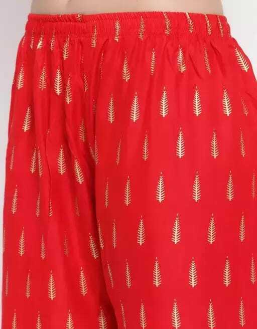 PAVONINE Red Color Rayon Fabric Bhutta Print Palazzo For Women | Grocsy