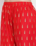 PAVONINE Red Color Rayon Fabric Bhutta Print Palazzo For Women | Grocsy