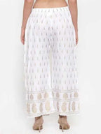 PAVONINE White Color Rayon Fabric Bhutta Print Palazzo For Women | Grocsy