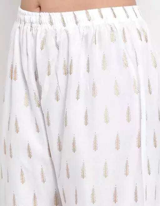 PAVONINE White Color Rayon Fabric Bhutta Print Palazzo For Women | Grocsy