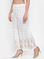 PAVONINE White Color Rayon Fabric Bhutta Print Palazzo For Women | Grocsy