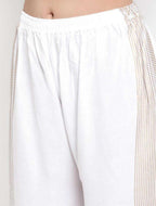 PAVONINE White Color Rayon Fabric Side Print Palazzo For Women | Grocsy