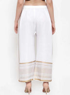 PAVONINE White Color Rayon Fabric Side Print Palazzo For Women | Grocsy