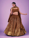 Myra Brown Georgette Embroidered Designer Lehenga | Grocsy