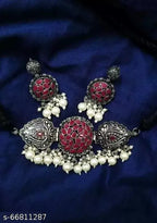 Tehzeeb Creations Women's Maroon Colour Meenakari Necklace Set With White Pearl | Grocsy