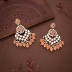 Tehzeeb Creations Gold Polish Kundan Yellow Colour Earrings | Grocsy
