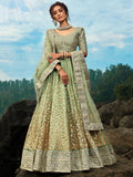 Tulsi Art Green Zari Worked Soft Net Wedding Wear Lehenga Choli | Grocsy