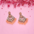 Tehzeeb Creations Gold Polish Kundan Yellow Colour Earrings | Grocsy