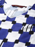 Sangria Women Navy Blue & White Printed A-Line Kurta with Trousers | Grocsy