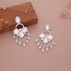 Tehzeeb Creations Silver Polish White Colour Earrings | Grocsy
