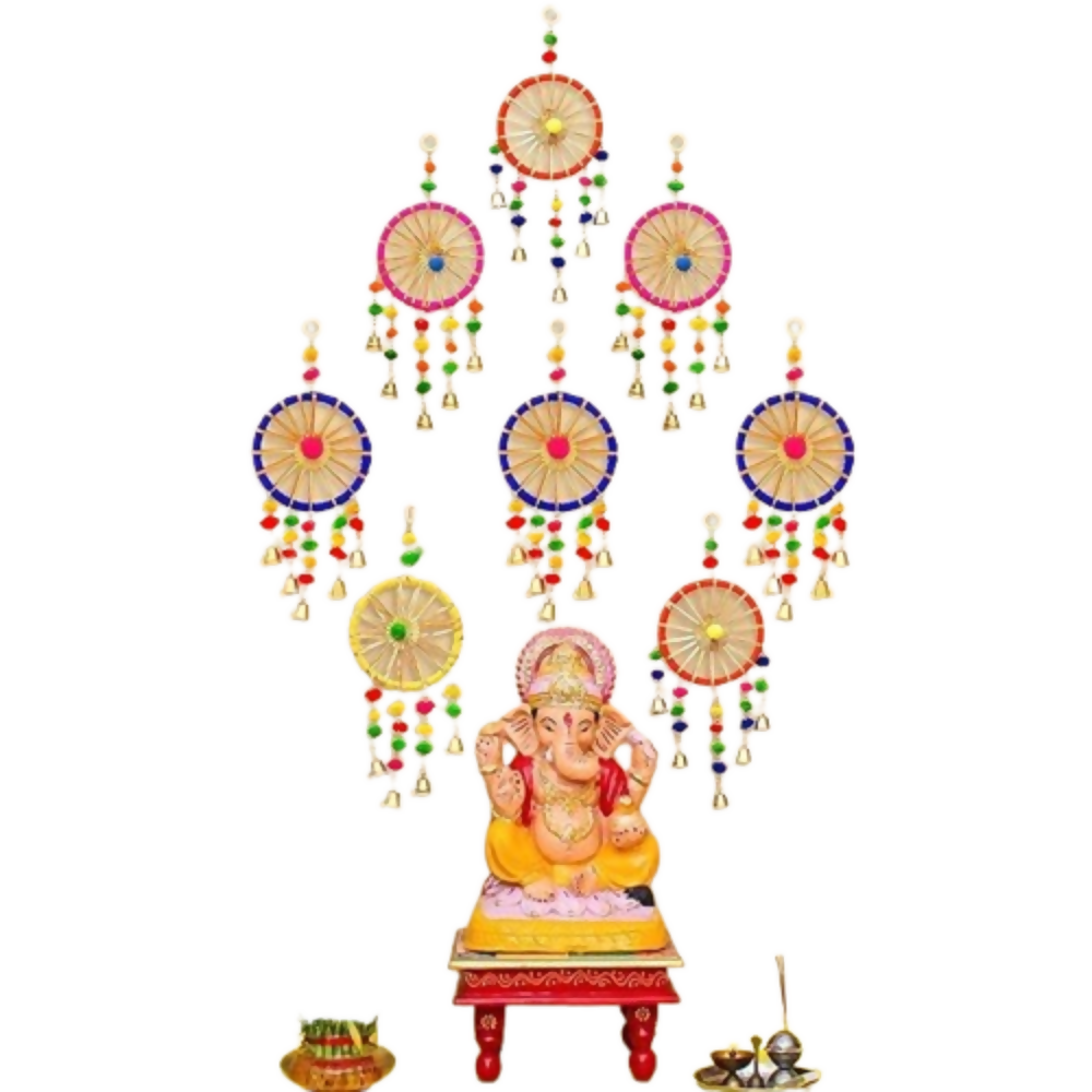 eCraftIndia Gota Patti Bangle & Bells Decorative Wall Door Hangings Latkan Toran | Grocsy