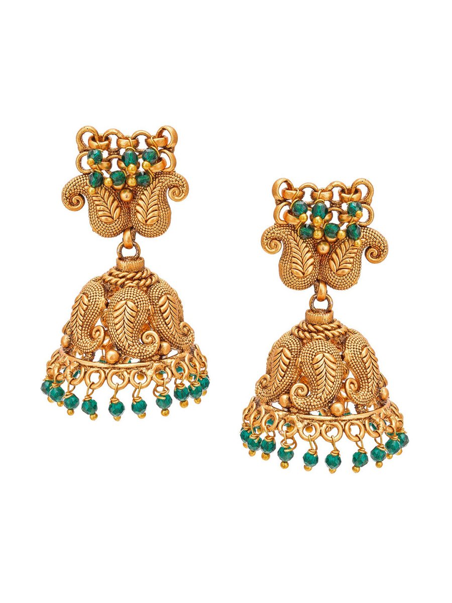 Aadita Gold-Polished Green Pearls Beaded Choker Jewellery Set | Grocsy