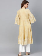 HERE&NOW Women Yellow Solid Tiered Anarkali Kurta | Grocsy