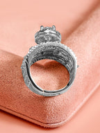 Rubans Women Rhodium Plated Cubic Zirconia Studded Adjustable Finger Ring | Grocsy