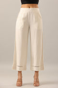 Juniper Women's Off White Solid Rayon Pant Palazzo | Grocsy