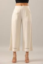Juniper Women's Off White Solid Rayon Pant Palazzo | Grocsy