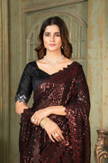 Dishitha Creation Indian Women's Designer Georgette Sequence Saree - Red | Grocsy