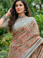 Shree Shyam Fashion Brown Linen Saree | Grocsy