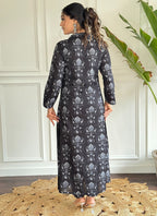 Vellora Cotton Black Casual Wear Printed Readymade Anarkali Suit | Grocsy