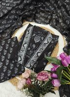 Vellora Cotton Black Casual Wear Printed Readymade Anarkali Suit | Grocsy
