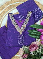 Vellora Crepe Purple Daily Wear Embroidery Work Readymade Straight Suit | Grocsy