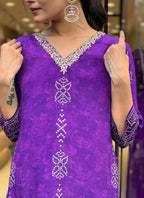 Vellora Crepe Purple Daily Wear Embroidery Work Readymade Straight Suit | Grocsy