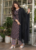 Vellora Cotton Black Daily Wear Printed Readymade Suit | Grocsy