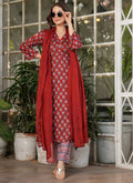 Vellora Cotton Red Daily Wear Printed Readymade Suit | Grocsy