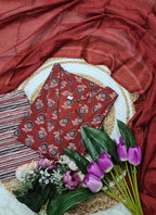 Vellora Cotton Red Daily Wear Printed Readymade Suit | Grocsy