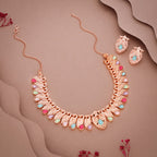 Tehzeeb Creations Rose Gold Baby Multi Necklace With Pair Of Earrings - Swadesiicart