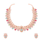 Tehzeeb Creations Rose Gold Baby Multi Necklace With Pair Of Earrings - Swadesiicart