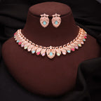 Tehzeeb Creations Rose Gold Baby Multi Necklace With Pair Of Earrings - Swadesiicart