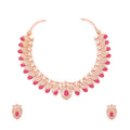 Tehzeeb Creations Rose Gold Pink Colour Necklace With Pair Of Earrings | Grocsy