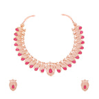 Tehzeeb Creations Rose Gold Pink Colour Necklace With Pair Of Earrings | Grocsy