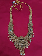 Jewel City Grand South Indian Temple Bridal Necklace Set for Women – Antique Gold-Plated Lakshmi Haram with Choker & Jhumka | Grocsy