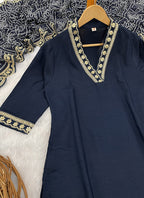 Vellora Viscose Silk Blue Casual Wear Bandhani Print Readymade Suit | Grocsy