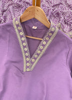 Vellora Viscose Silk Lavender Casual Wear Bandhani Print Readymade Suit | Grocsy