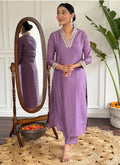Vellora Viscose Silk Lavender Casual Wear Bandhani Print Readymade Suit | Grocsy