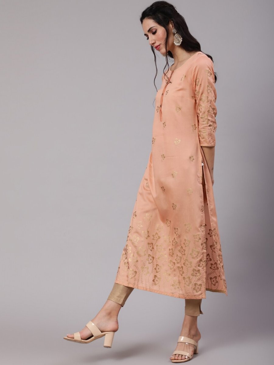 Aks Ethnic Motifs Printed Chanderi Silk Straight Kurta | Grocsy