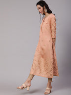 Aks Ethnic Motifs Printed Chanderi Silk Straight Kurta | Grocsy