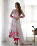 Joban Fashion White Kurta Set Organza Sequin Embroidery Work | Grocsy