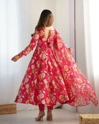 Joban Fashion Pink Kurta Set Organza Sequin Embroidery Work | Grocsy