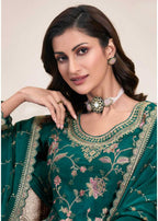 Anaita Green Heavy Chinon With Embroidery Sharara Suit (bottom Stitched) | Grocsy