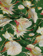 Block Print Mango Green Coloured Mulmul Cotton Saree By Gayathri Reddy Designer Studio | Grocsy