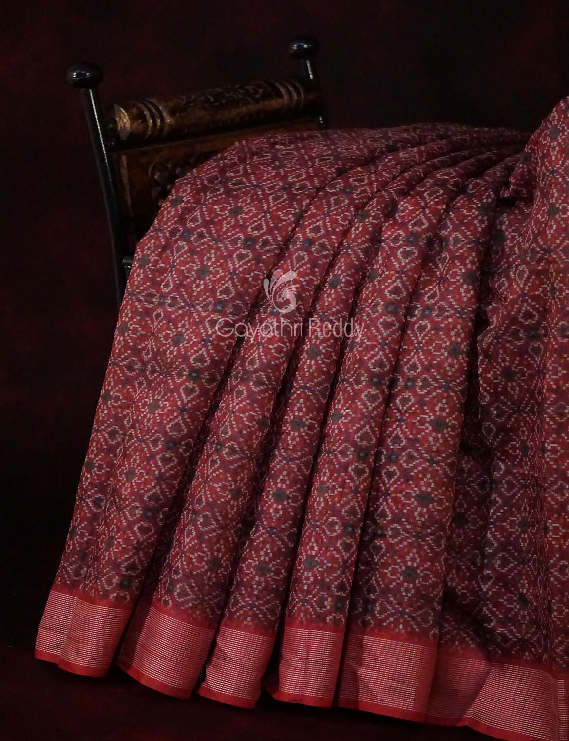 Maroon Colour Patola Design Semi Chanderi Saree By Gayathri Reddy Designer Studio | Grocsy