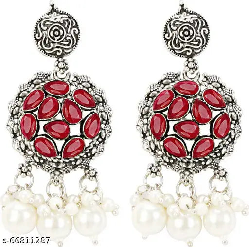 Tehzeeb Creations Women's Maroon Colour Meenakari Necklace Set With White Pearl | Grocsy