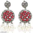 Tehzeeb Creations Women's Maroon Colour Meenakari Necklace Set With White Pearl | Grocsy